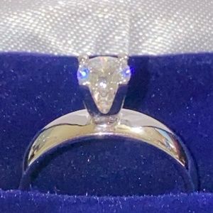 Diamond Solitaire Ring 14k White Gold Free Shipping.